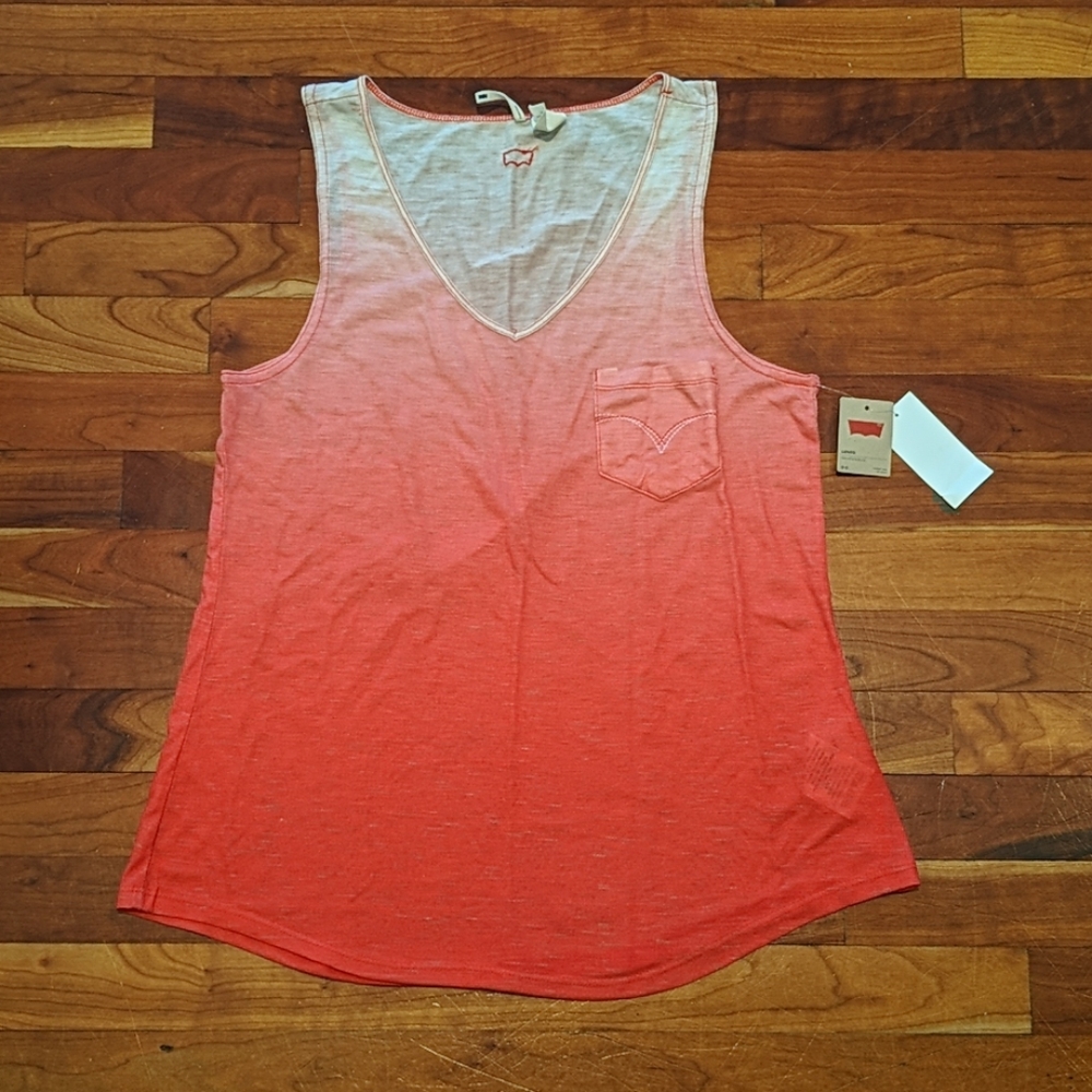 Levi ombre tank, pink/red, NWT, XL